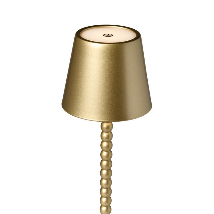 LED Cordless Gold Beaded Pole Table Lamp