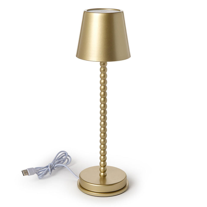LED Cordless Gold Beaded Pole Table Lamp