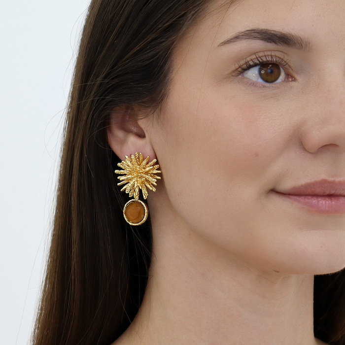 Earrings, Starburst x Gem Drop, Mocha