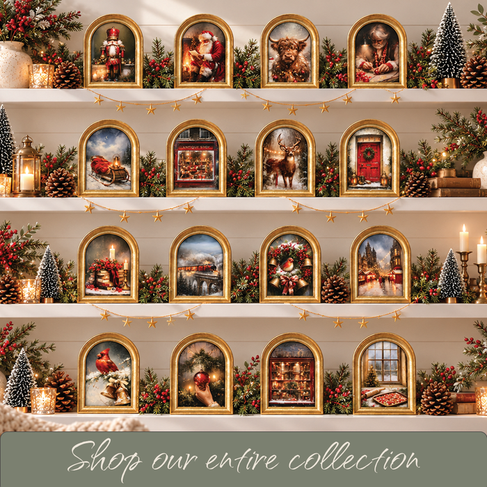 Gold Arch Framed Christmas Soldier Art Print