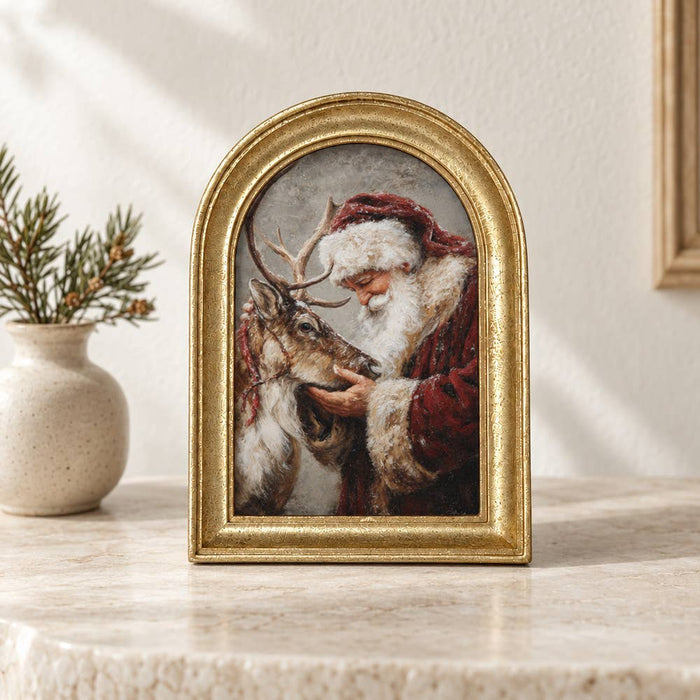 Gold Arch Framed Santa Art Print