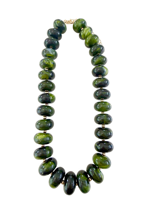 Liberty Chunky Beaded Necklace- Dark Green