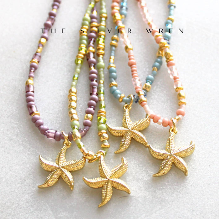 Starfish Unity Beaded Necklace, Blue