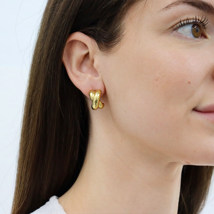 Earrings, Hammered Cross Studs