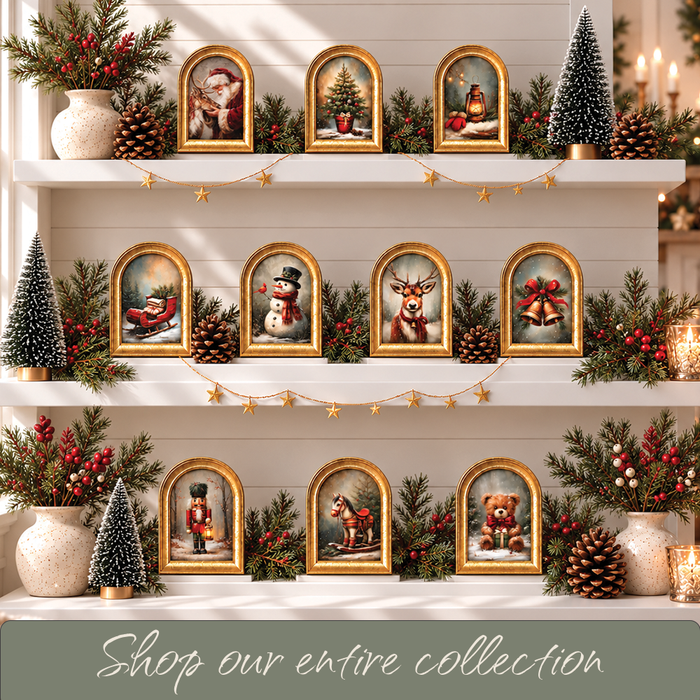 Gold Arch Framed Snowman Art Print