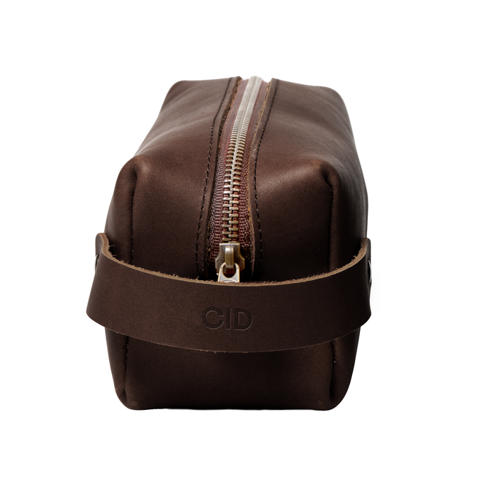 Travel Toiletry Bag w/ Zipper Pull, Chocolate