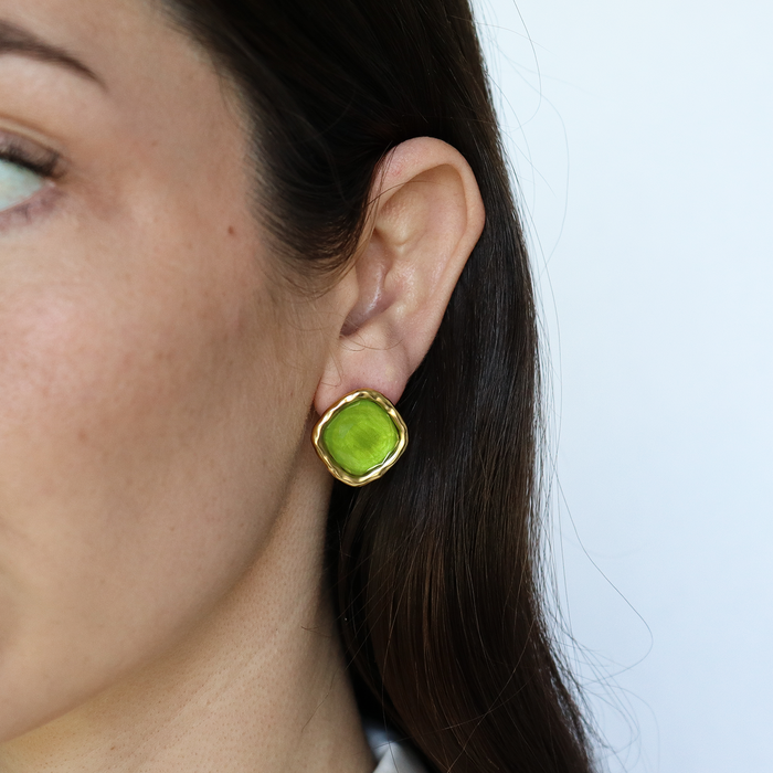 Earrings, Bezel Gem Studs