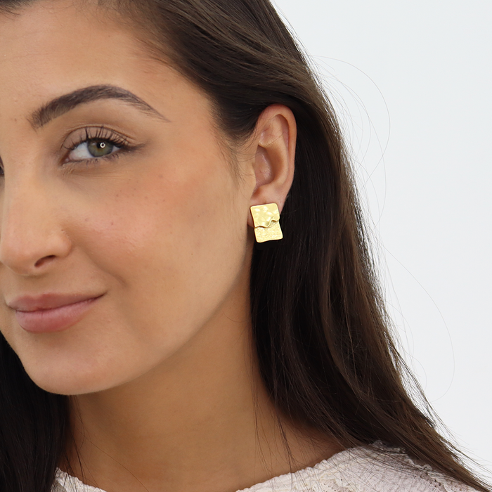 Earrings, Textured Elongated Stud