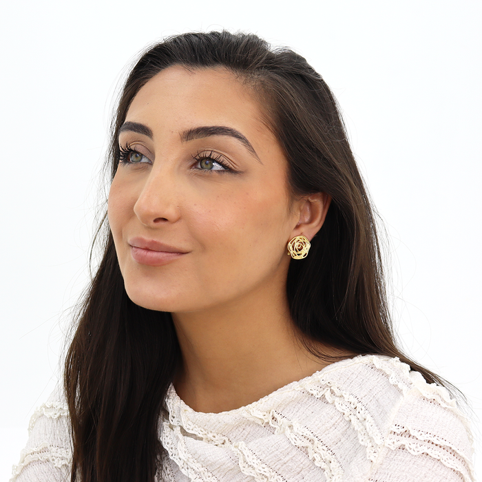 Earrings, Rose Cut Out Studs