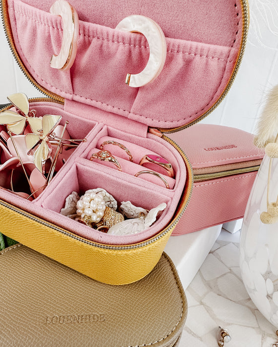 Olive Rectngle Jewelry Case, Pink