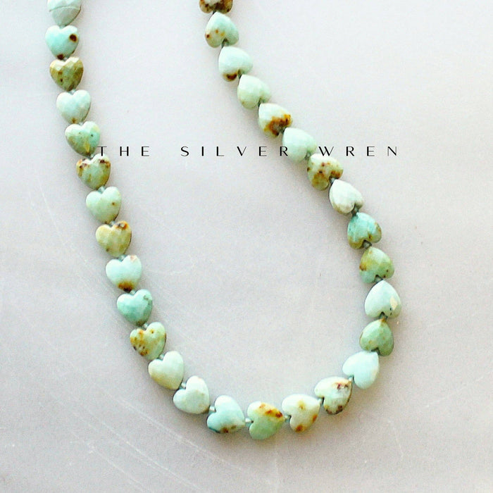 Necklace, Green Opal Heart Beaded