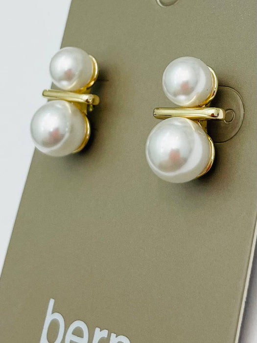 Earring, Double Pearl Stud