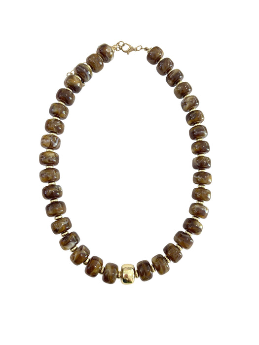 Rachel Chunky Beaded Necklace - Brown