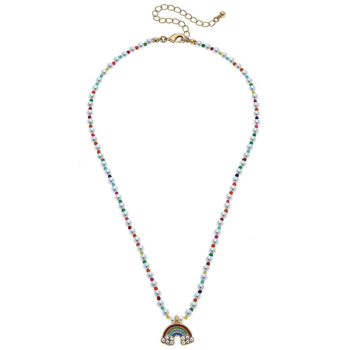 Jane Rainbow Pearl Beaded Children's Necklace in Multi