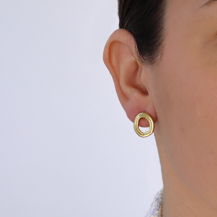 Earrings, Oblong Hollow Frame Studs