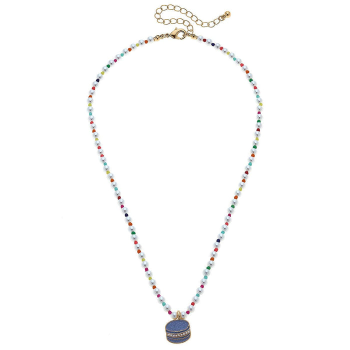 Jane Macaroon Pearl Beaded Children's Necklace in Purple