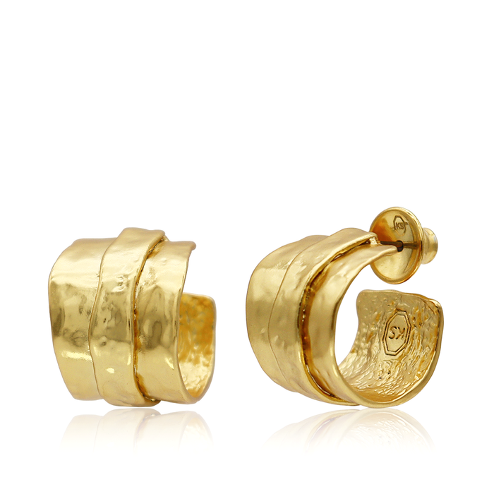 Earrings, Parchment Texture Hoops