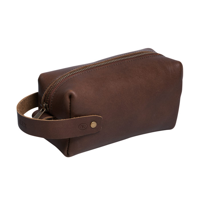 Travel Toiletry Bag w/ Zipper Pull, Chocolate