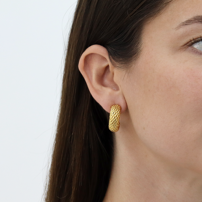 Earrings, Snake Texture Hoops