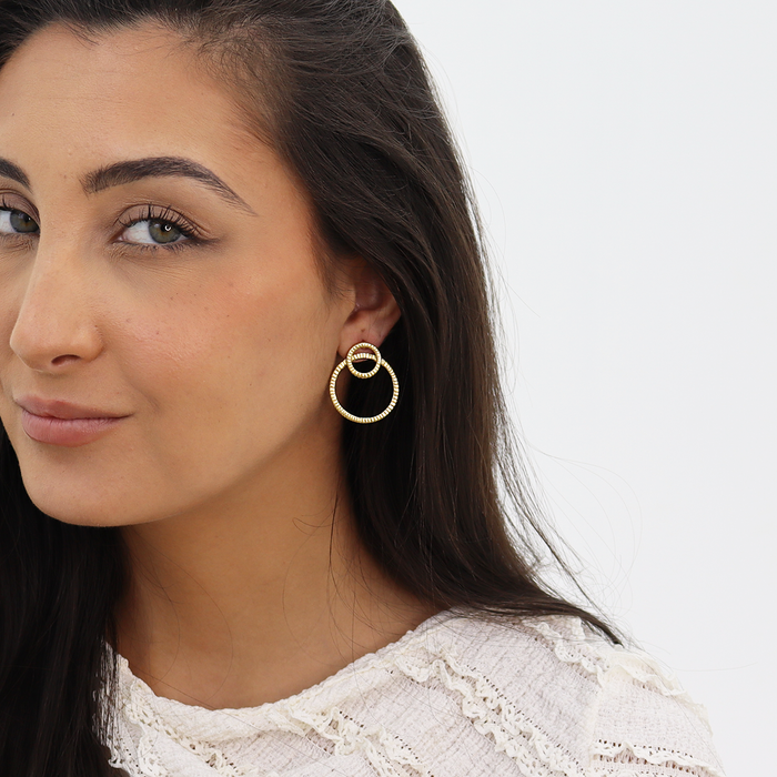 Earrings, Double Circle Frontal Hoop