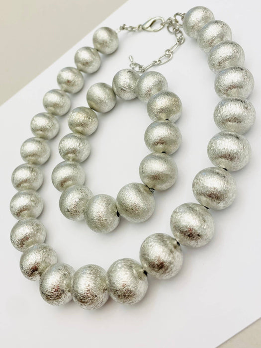 Necklace, BIG Ball, Brushed Silver