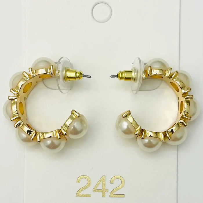 Earrings, Pearl Hoop