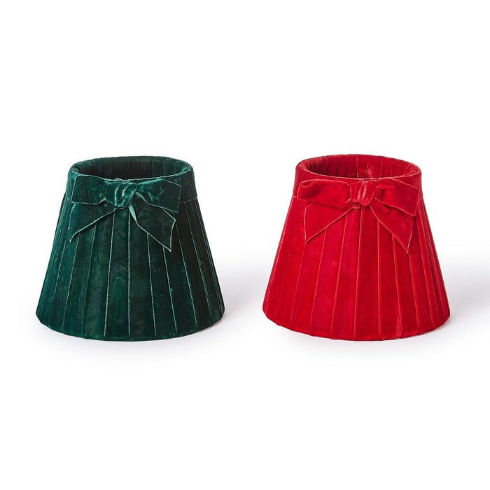 Pleated Velvet Bow Lampshade Cover, 2 Colors