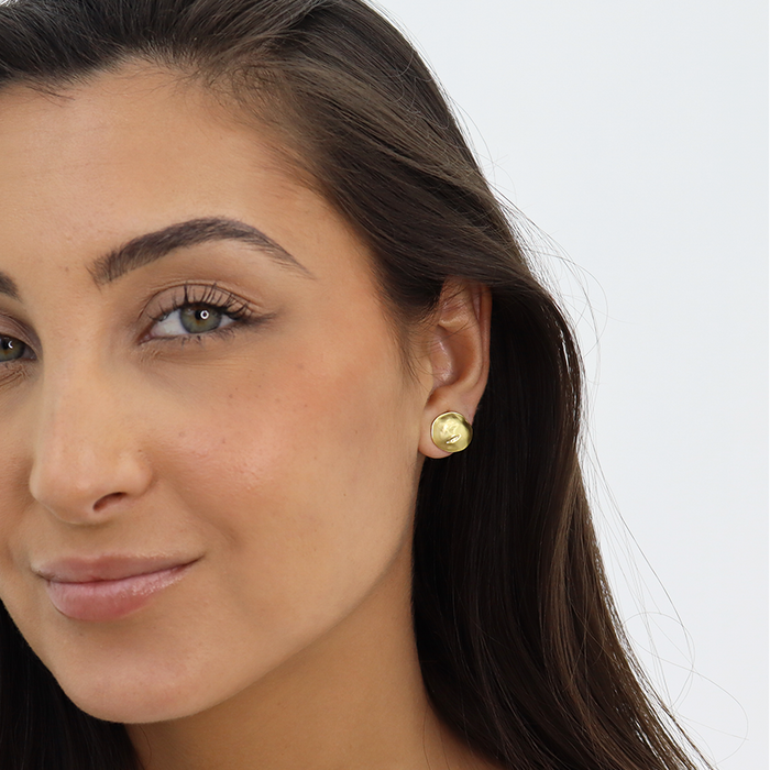 Earrings, Round Shell Stud