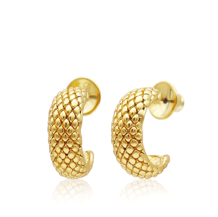 Earrings, Snake Texture Hoops