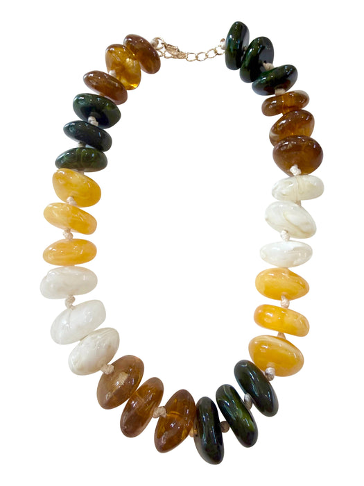 Necklace, Delray Chunky Beaded - Tortoise/Yellow Mix