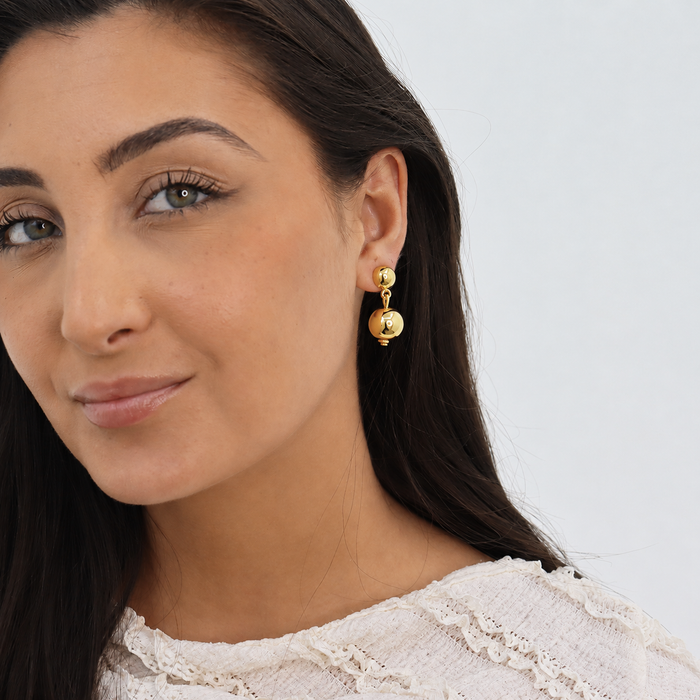 Earrings, Golden Sphere Drop