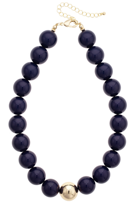 Marjorie Beaded Necklace, Navy