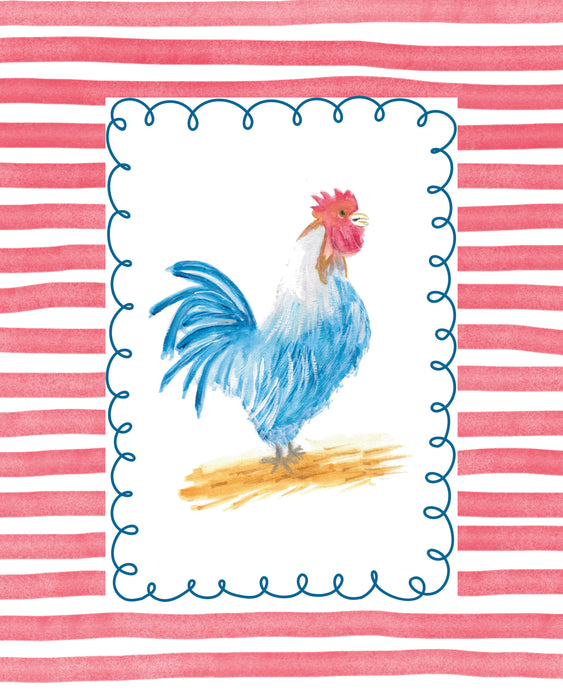 Art Print, Rooster, Red Stripes