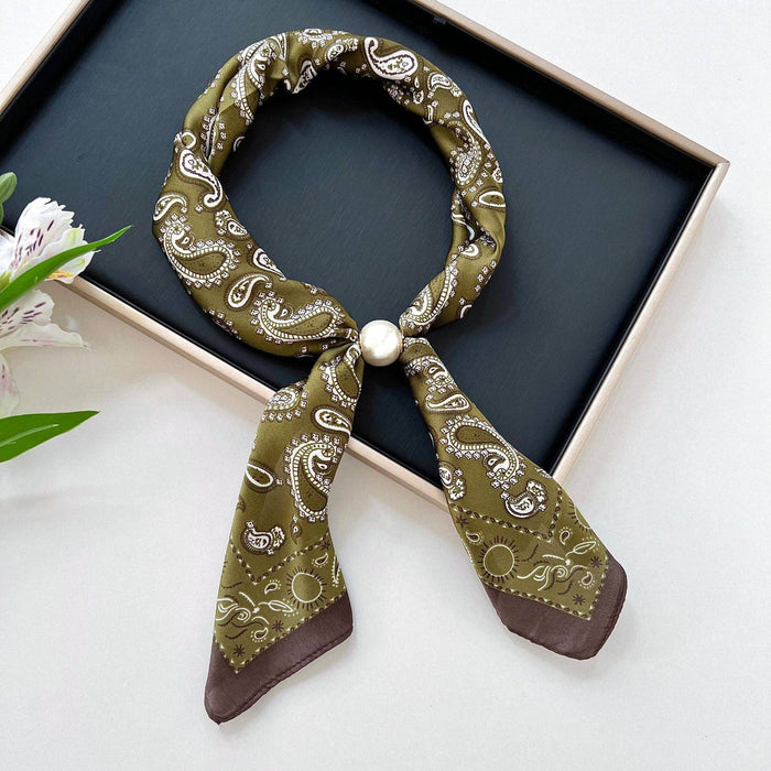 Pearl Magnetic Neck Scarf, Olive Green