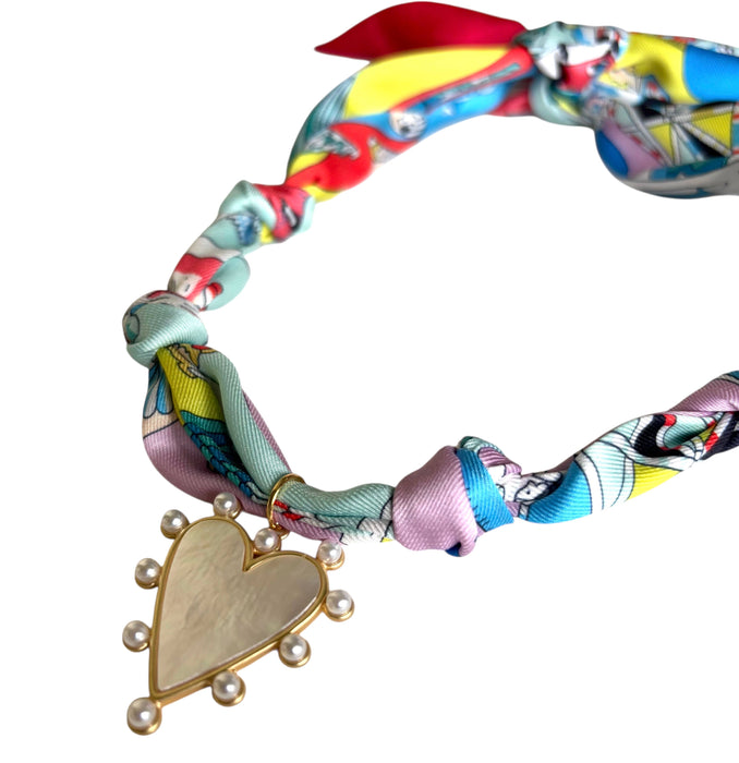 Arbor scarf necklace w/Hammered Heart