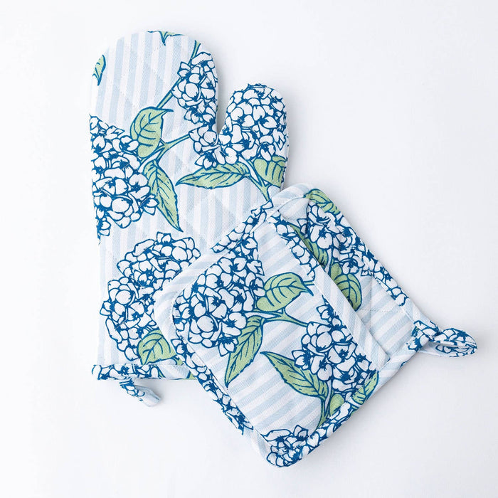 Oven Mitt Set, Hydrangea Stem