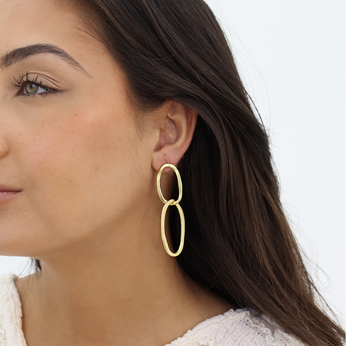 Earrings, Elongated Link Drop