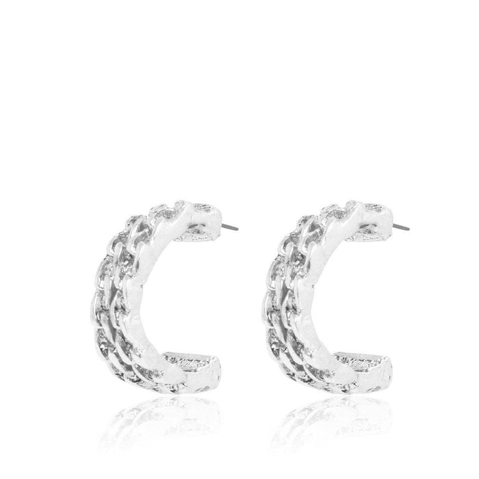 Earrings, Edgy Double-Strand Chain, Silver