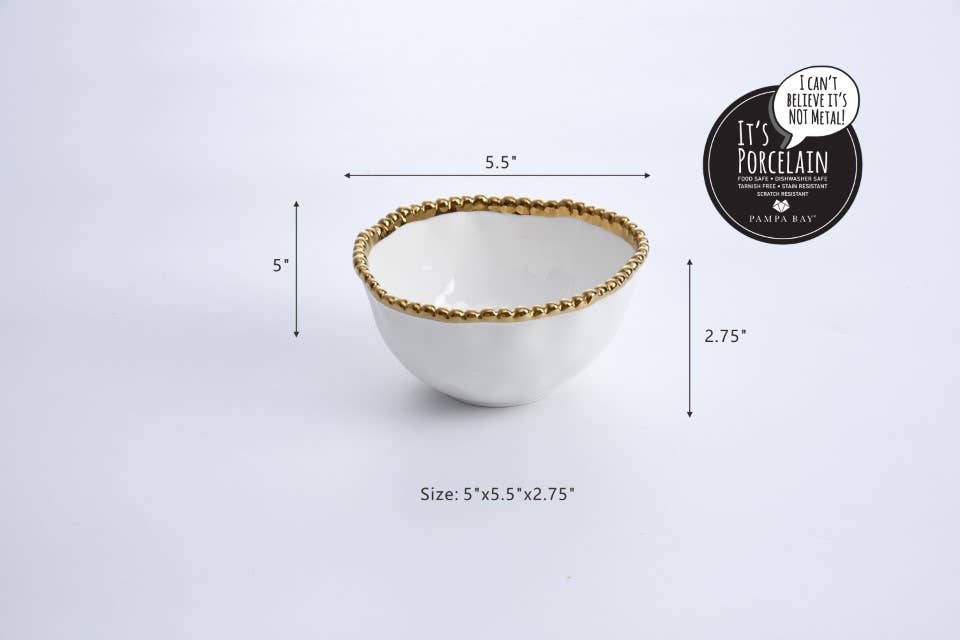 Small Bowl, White and Gold