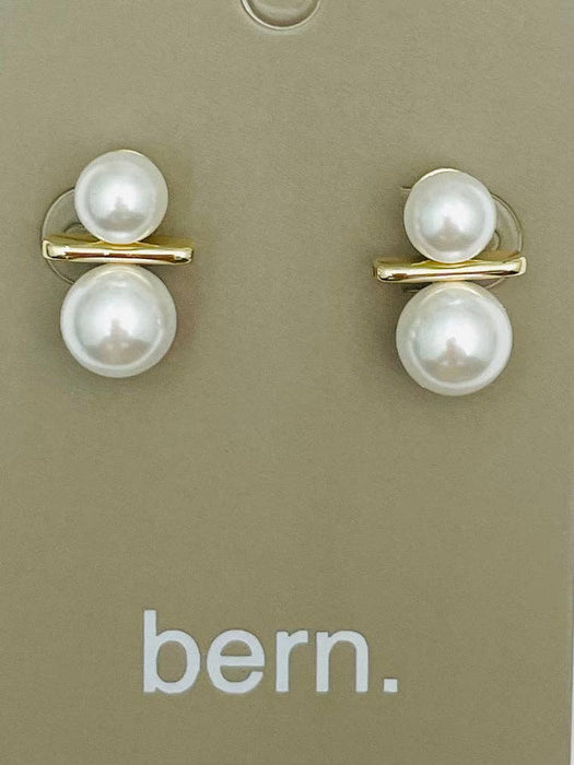 Earring, Double Pearl Stud