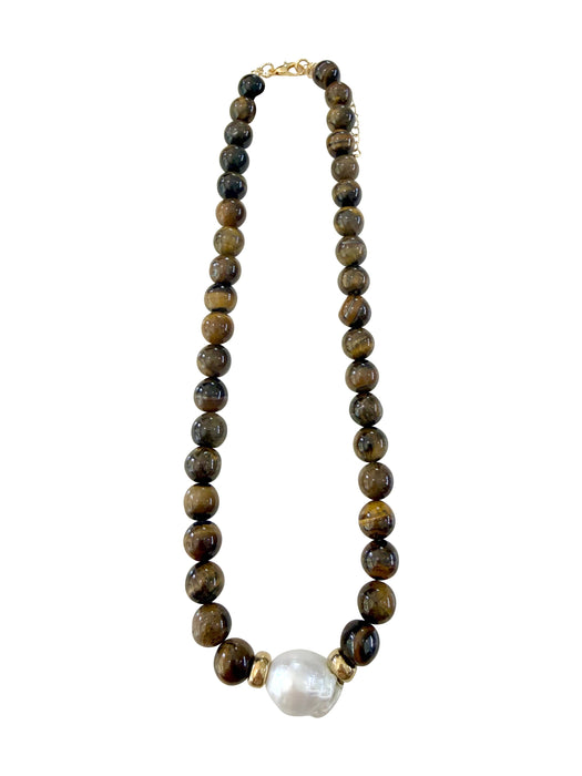 Necklace, Brenna Brown Beaded w/ Pearl Accent