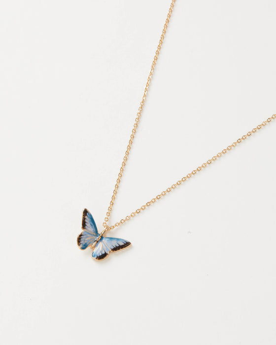 Necklace, Enamel Blue Butterfly