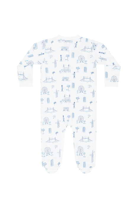 Zipper Footie, Blue London Toile