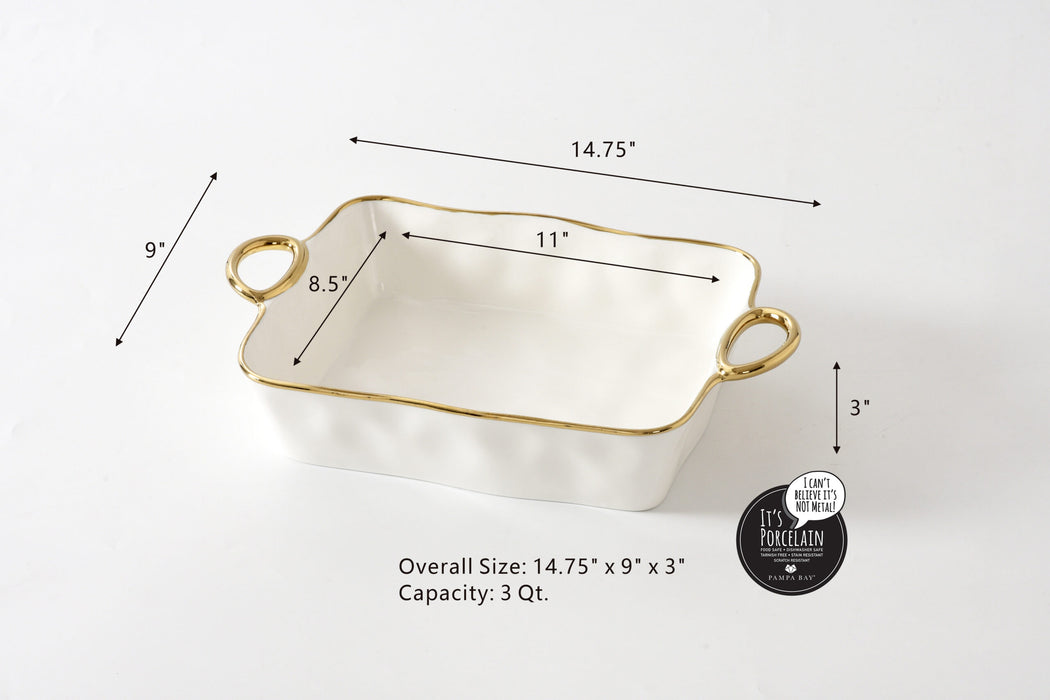 Pampa Bay Rectangular Baking Dish, Golden Handles