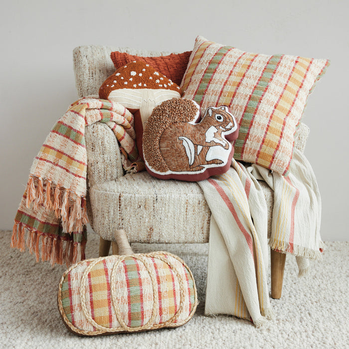 Squirrel Shaped Pillow with Tufted Tail