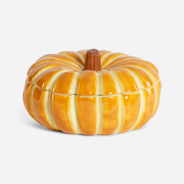 Ceramic Pumpkin with Lid, Orange