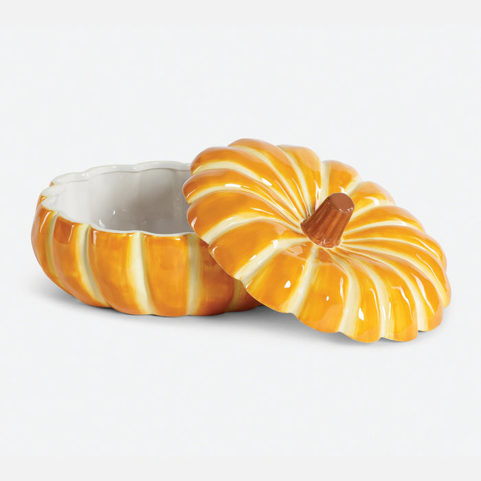 Ceramic Pumpkin with Lid, Orange