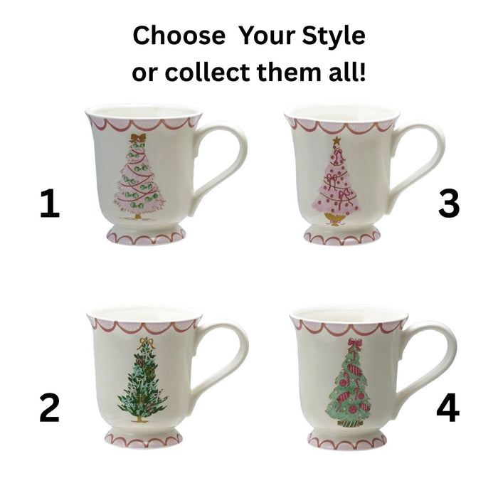 Stoneware Mug with Christmas Tree, 4 Styles