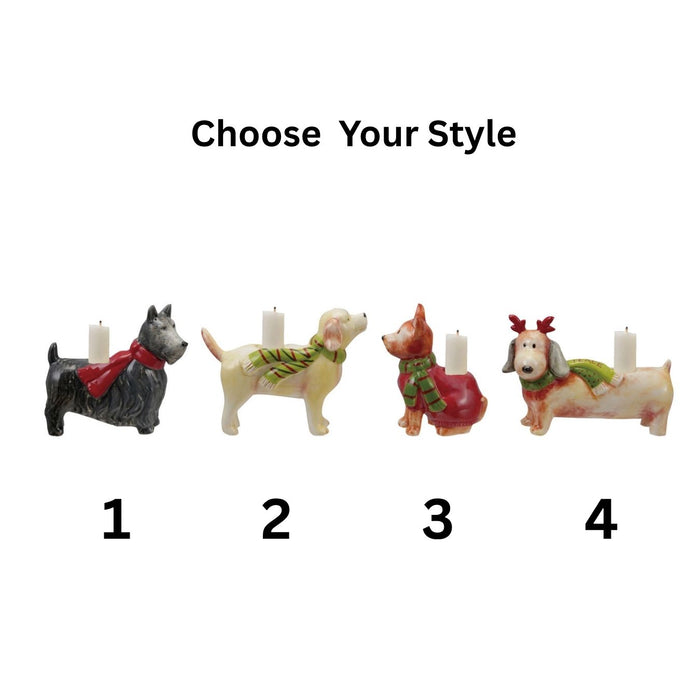 Stoneware Dog Shaped Taper Holder, 4 Styles