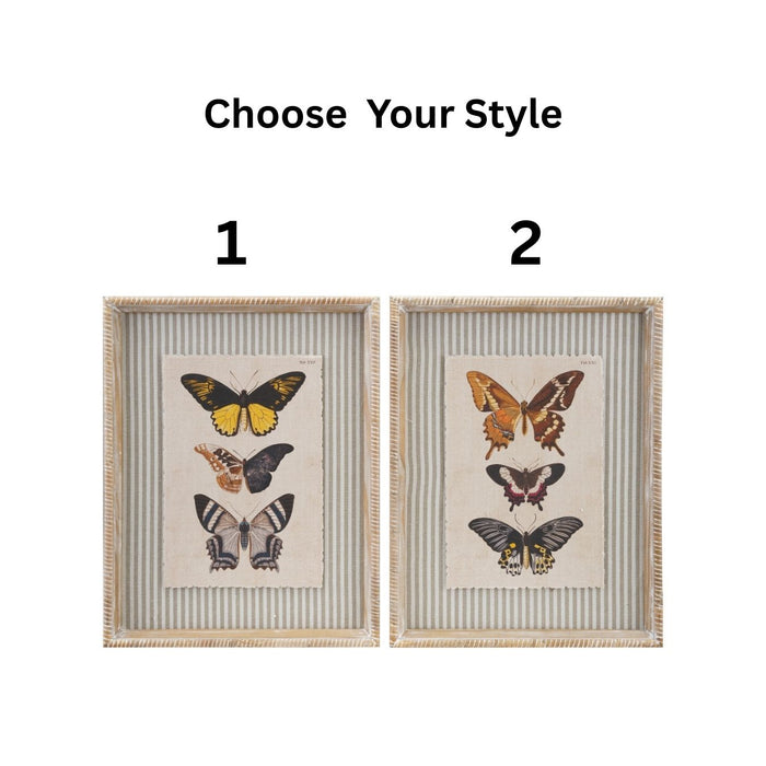 Framed Art Print, Butterflies with Stripes, 2 Styles